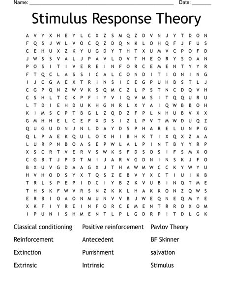 Stimulus Response Theory Word Search - WordMint - Worksheets Library