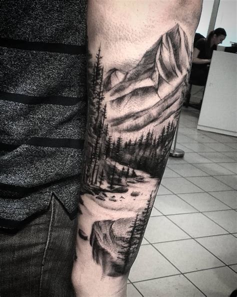 101 Amazing Mountain Tattoo Ideas You Need To See! | Tree sleeve tattoo ...