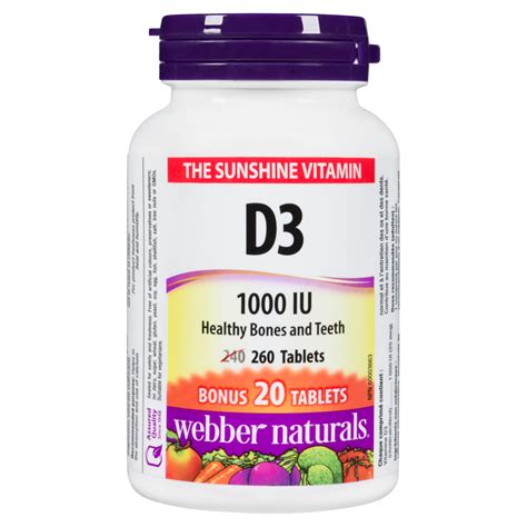 Webber Naturals The Sunshine Vitamin D3 1000 IU 260 Tablets - WeShine.ca | Health & Beauty ...