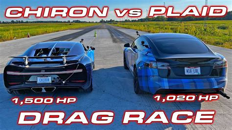 (video) Drag race: Bugatti Chiron vs Tesla Model S Plaid