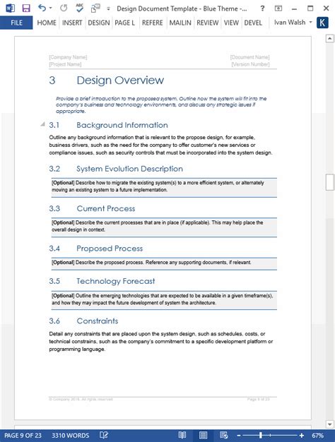 Design Document Template - Technical Writing Tips