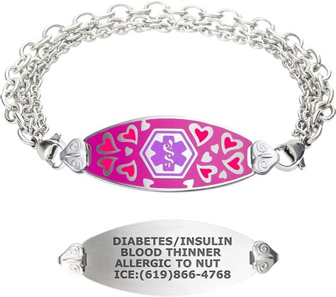 Divoti Custom Engraved Medical Alert Bracelets for Women, Stainless Steel Medical Bracelet ...