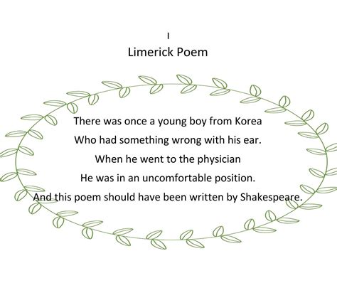 Han's Limerick poem | Limerick poem, Animal poems, Poems