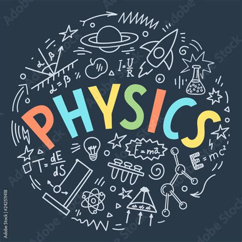 Physics doodles with lettering. vector de Stock | Adobe Stock