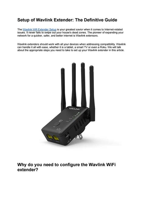 Setup of Wavlink Extender: The Definitive Guide by Andrew Wilson - Issuu