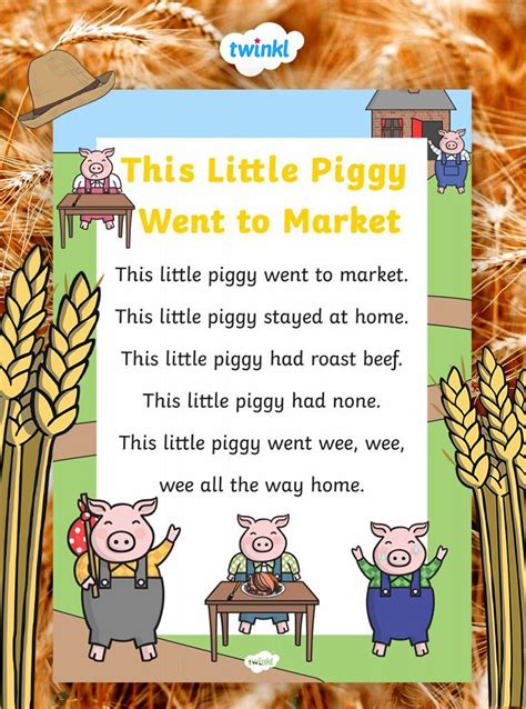 This Little Piggy Went to Market - Nursery Rhyme | Classic nursery rhymes, Nursery rhymes, Rhymes