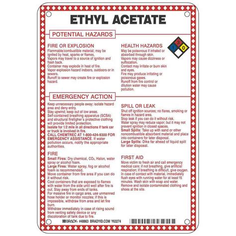 Ethyl Acetate Potential Hazards, Fiberglass, Chemical Sign - 41F474 ...