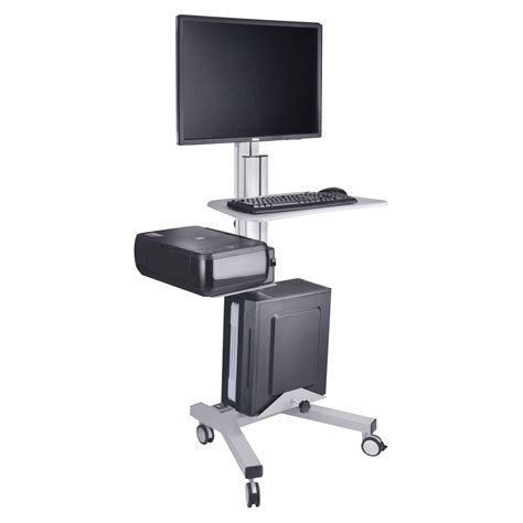 Buy AW Adjustable Rolling Computer Cart Mobile PC Standing Workstation ...