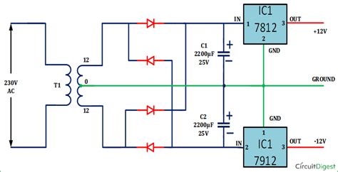 +12V and -12V Dual Power Supply Circuit Diagram