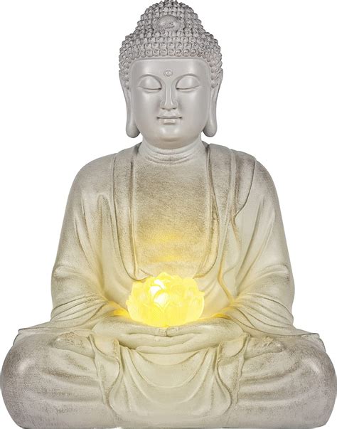 Buy Meditating Garden Buddha Statue - Large Outdoor Statue with Solar Lights, Resin Zen Garden ...