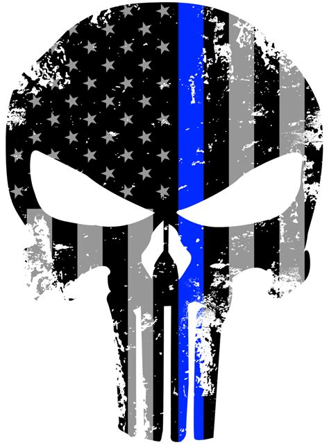 Tattered 5x4 Inch Subdued Us Flag Punisher Skull Reflective Decal with ...