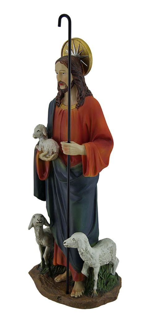 Jesus the Good Shepherd Hand Painted Statue - Zeckos