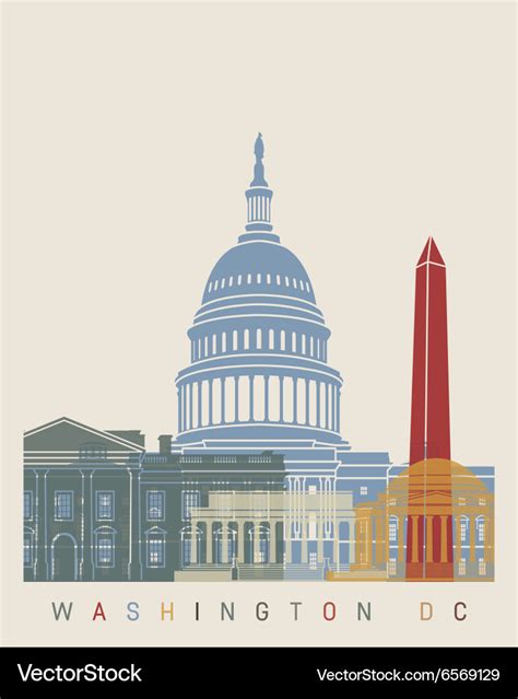 Washington DC skyline poster Royalty Free Vector Image