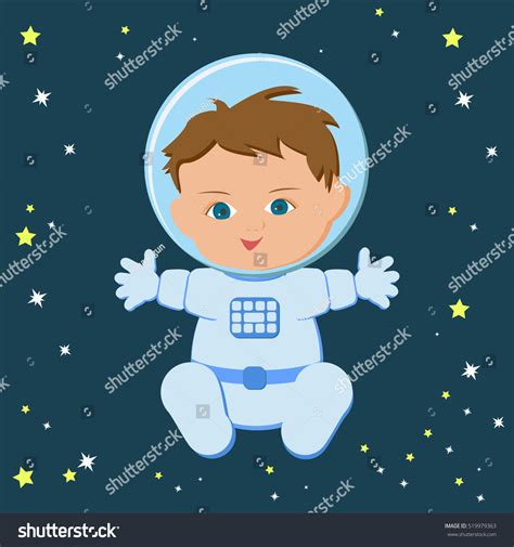 Cute Sitting Baby Boy Astronaut Spacesuit Stock Vector (Royalty Free ...