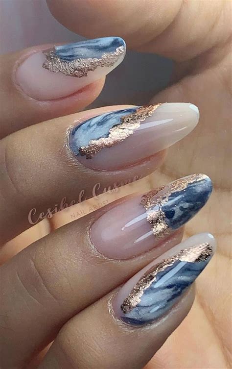 Most Beautiful Nail Designs You Will Love To wear In 2021 : Blue marble ...