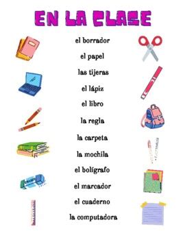 Spanish Class Vocabulary by Emily Fontaine | TPT