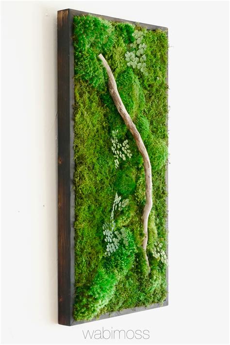 Moss Wall Art 36x18 with Driftwood - WabiMoss