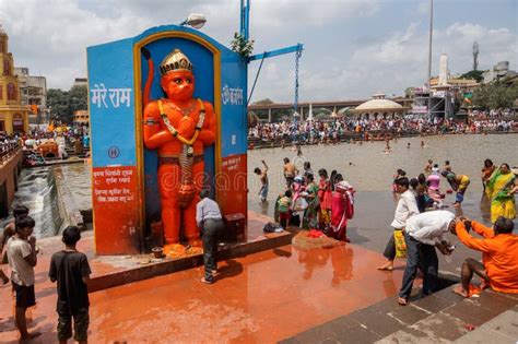 Kumbh Mela, the Statue of Lord Hanuman on the Ghats Where Devoted ...