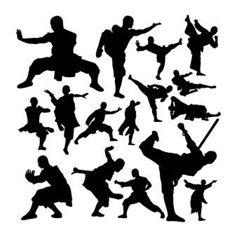 Premium Vector | Kung fu silhouettes | Cartoons vector, Martial arts, Martial