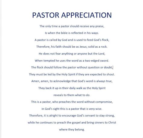 Pastor Appreciation Digital Download Poem - Etsy