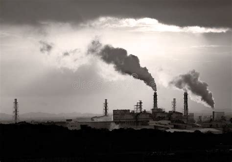 Pollution Causes by Very Thick Smoke from Industrial Plant Top View ...