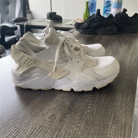 Nike Air Huarache Mens Triple White Pure Platinum No... - Depop