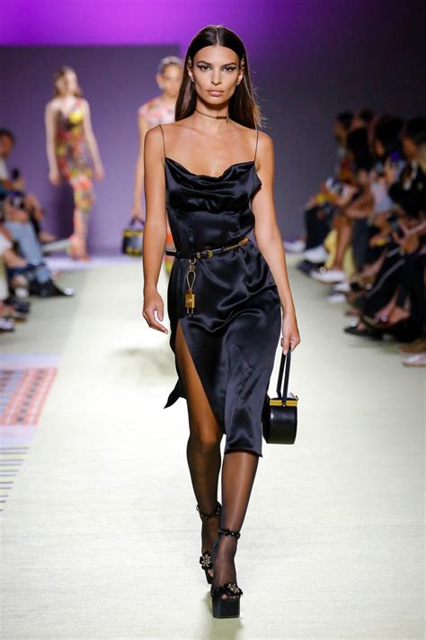 S/2019 Look # 43 VERSACE SILK SATIN DRAPED DRESS as seen on Emily 38 - 2, 40 - 4 For Sale at 1stDibs