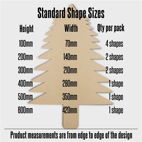 Wooden Christmas Tree Shape 100-600mm 3mm MDF – Craft Unpainted – Laser Cut – Artful Creations