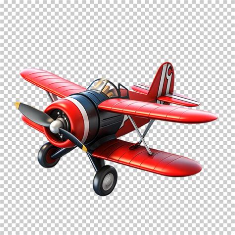 Premium PSD | Red airplane cartoon style isolated on transparent background