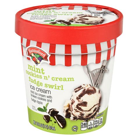 Hannaford Mint Cookies n’ Cream Fudge Swirl Ice Cream 16 fl oz