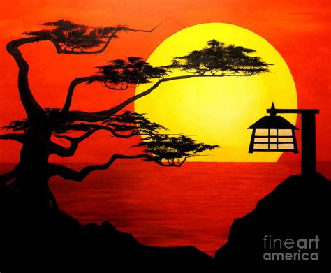 Sunset Silhouette Painting by D L Gerring - Pixels