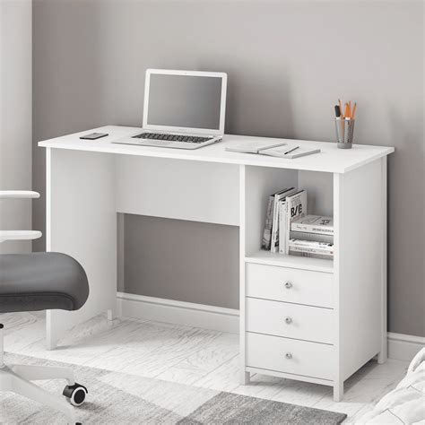 Techni Mobili Contemporary Desk with 3 Storage Drawers, White - Walmart.com