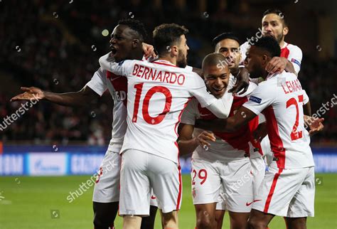 Kylian Mbappe Monaco Celebrates Scoring Opening Editorial Stock Photo ...