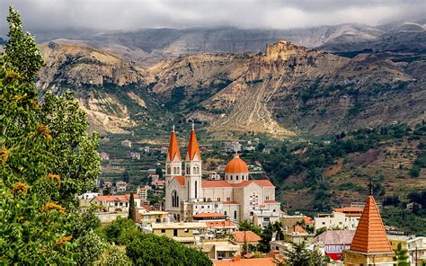 Church in Lebanon, village, church, mountains, Lebanon, tree, HD ...