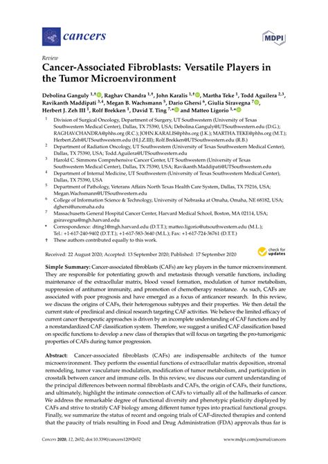 (PDF) Cancer-Associated Fibroblasts: Versatile Players in the Tumor Microenvironment