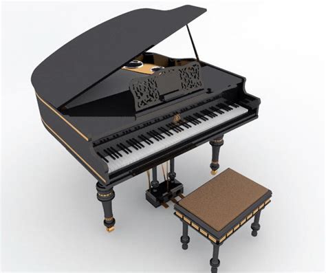 Modern Piano 3D Model Music Instruments