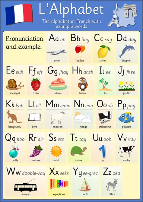 French Alphabet Poster | Basic french words, French alphabet, French language basics