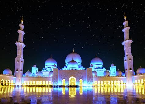 Sheikh Zayed Grand Mosque at night Photograph by Alexey Stiop - Pixels