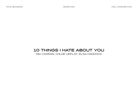 10 Things I Hate About You - Title Sequence :: Behance