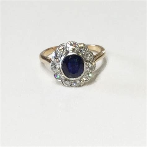 Antique Sapphire and Diamond Cluster Engagement Ring | DB Gems