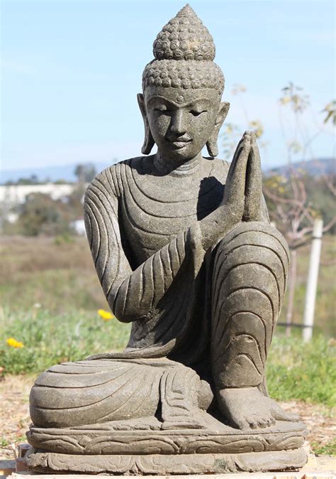 SOLD Stone Namaste Resting Buddha Garden Statue 31" (#97ls302): Hindu Gods & Buddha Statues