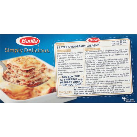 Barilla Lasagna Noodles Nutrition | Besto Blog