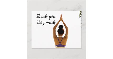 Namaste Yoga woman raise hand Thank you Postcard | Zazzle