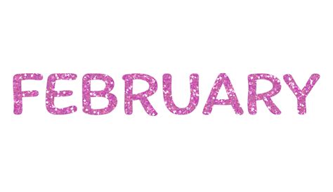 Pink glitter FEBRUARY Letters Icon. February sign. Design for decorating, background, wallpaper ...