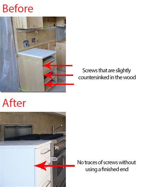 wood - How can I hide exposed countersunk screws in kitchen cabinets ...