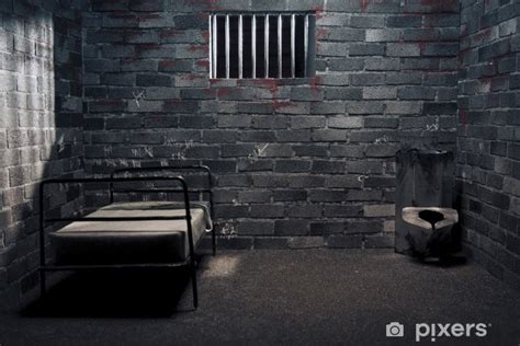 Wall Mural Dark prison cell at night - PIXERS.CA