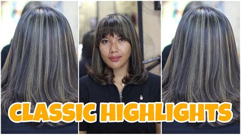 proses pewarnaan rambut highlight klasik, bekas warna hitam - YouTube