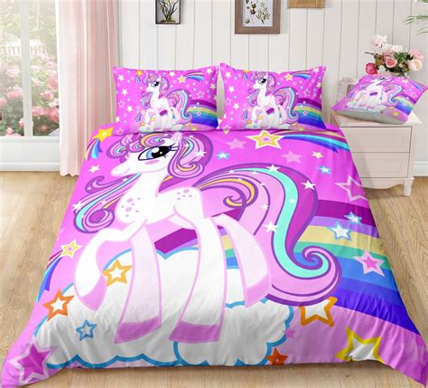 Elegant Purple Unicorn Stars Bedding Set | Unilovers