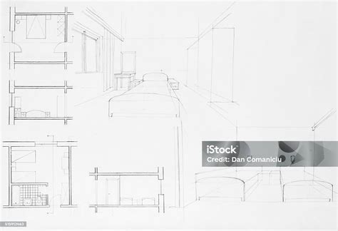 Architectural Blueprint Of Bedroom Stock Illustration - Download Image Now - Apartment ...