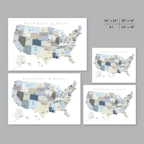 United States Map Wall Art PRINTABLE United States Map Print | Etsy